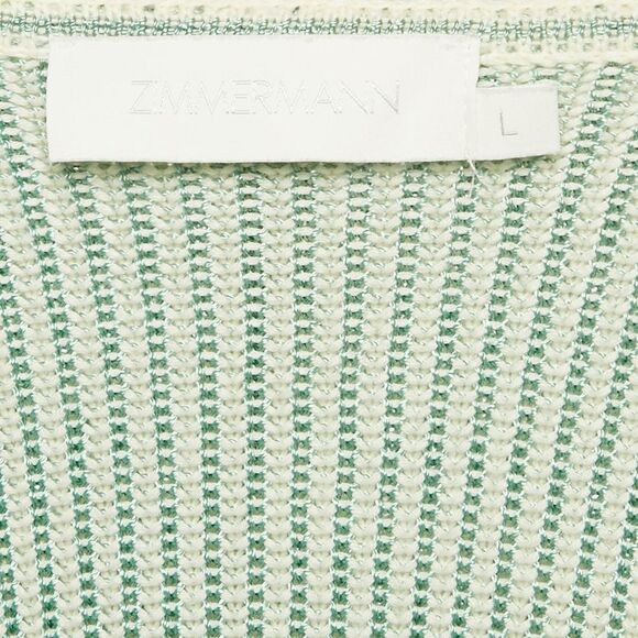 Zimmermann Green/white Acacia Stripe Knit Hooded Mini Dress L - Picture 6 of 7